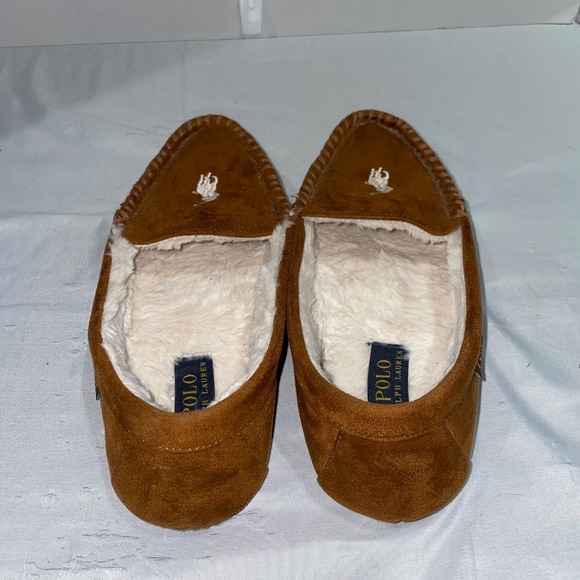 Polo Ralph Lauren Dezi V Mens Moccasin Slippers Tan Brown Faux Fur Lined Size 9 main image 7